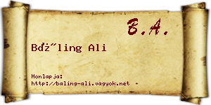 Báling Ali névjegykártya